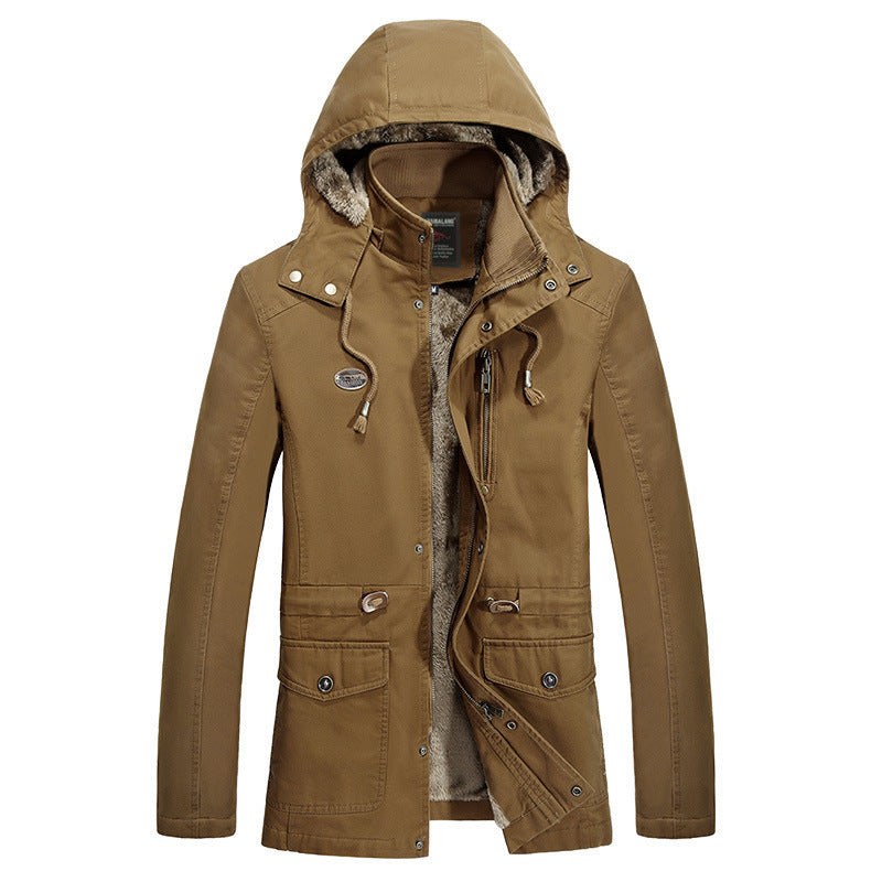 Men's field parka in utility look with teddy fleece hood, drawstring and multifunctional pockets Chichicherry