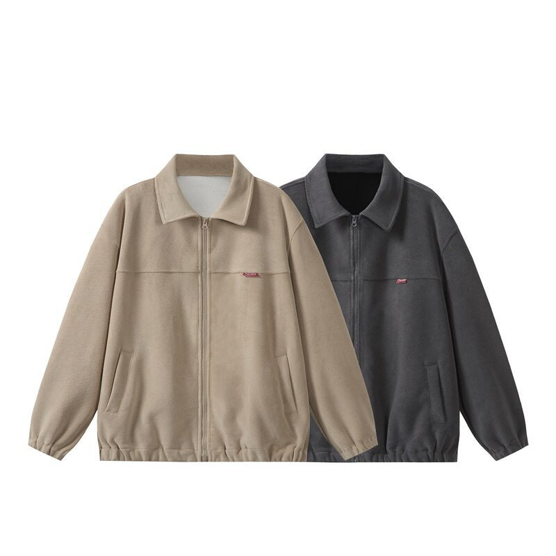 Unisex fleece blouson jacket in boxy cut with shirt collar, full zip and elastic hem Chichicherry
