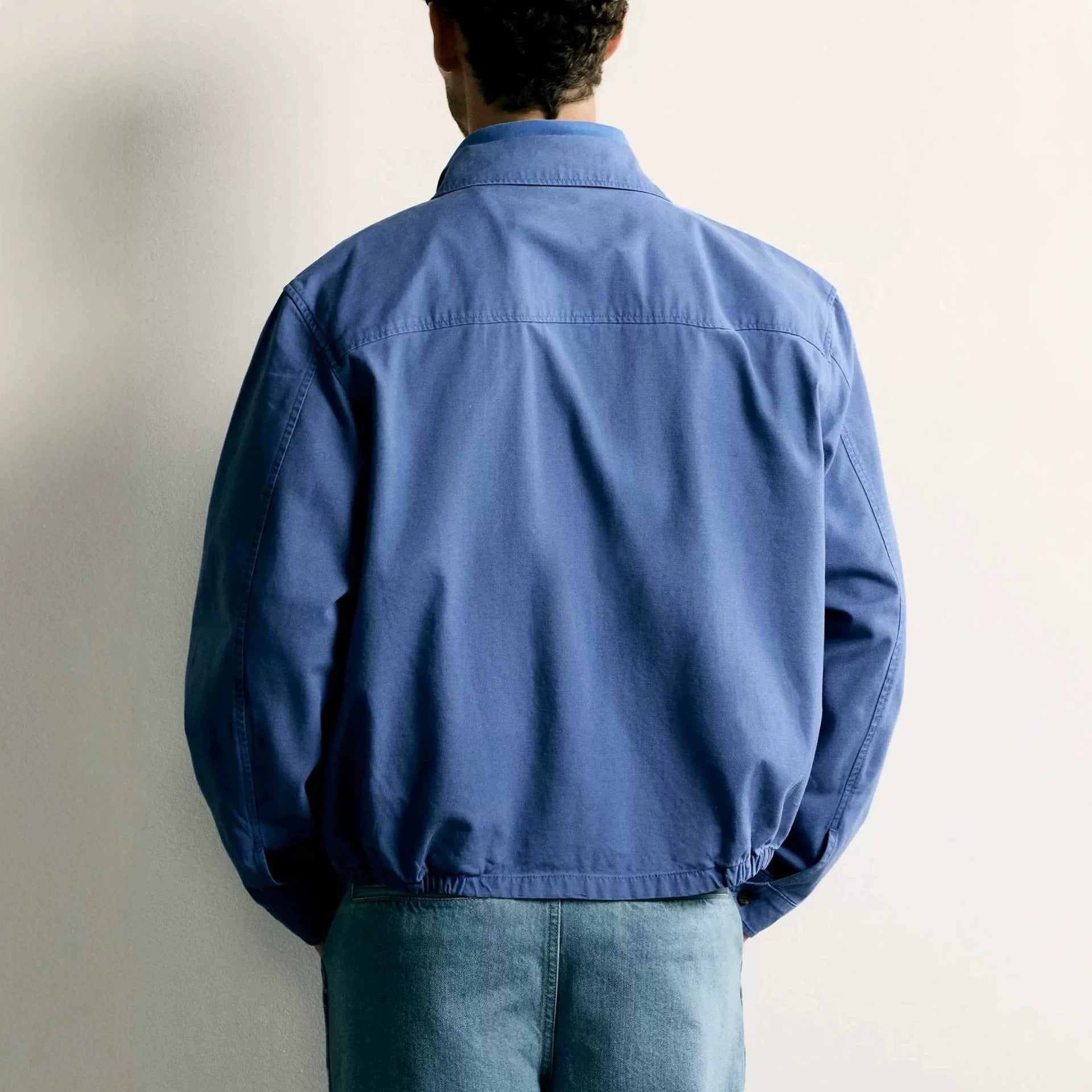 Men's Lightweight Boxy Blouson made of Cotton Twill with Shirt Collar Chichicherry