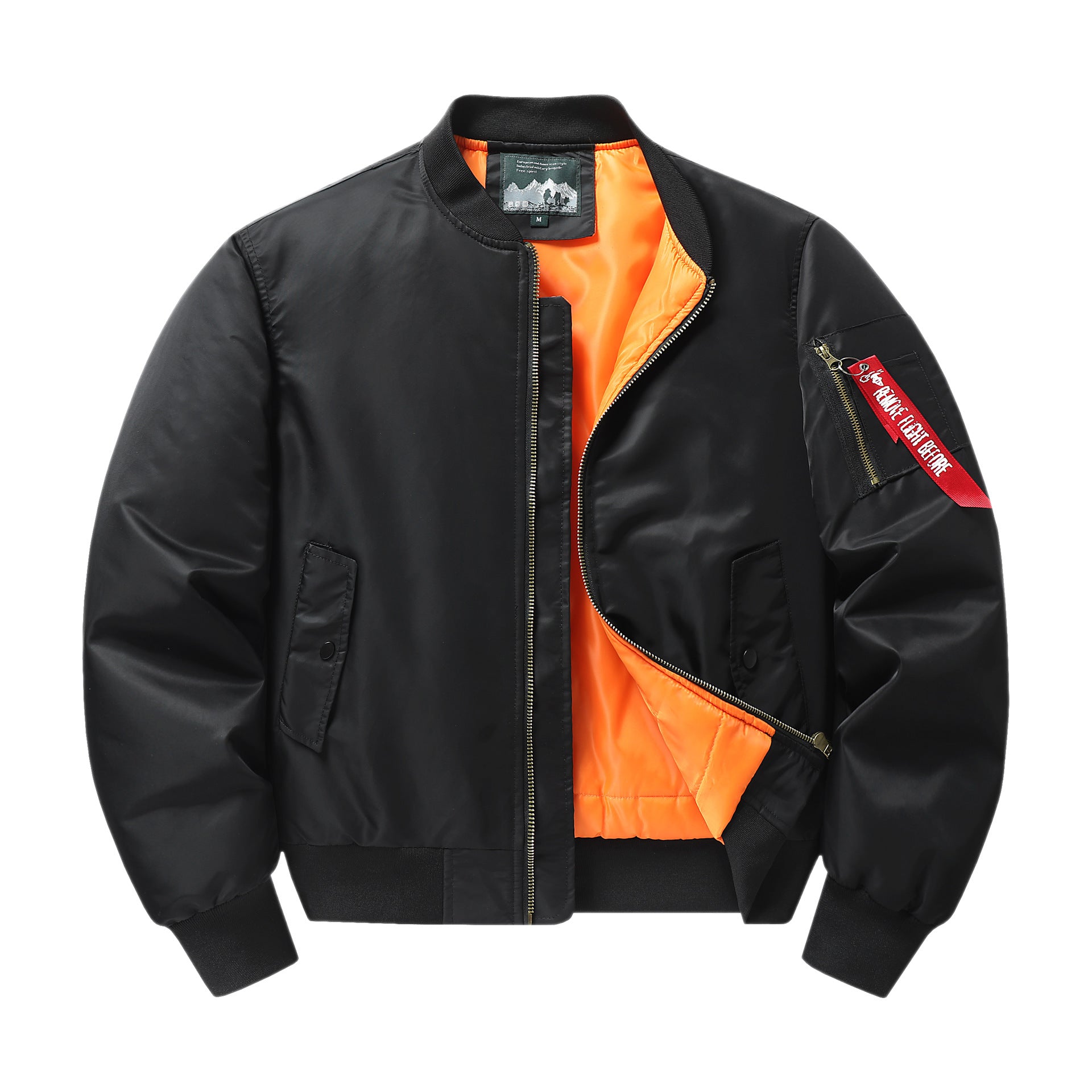Men's pilot bomber jacket with contrast lining windproof shell and sleeve utility pocket Chichicherry