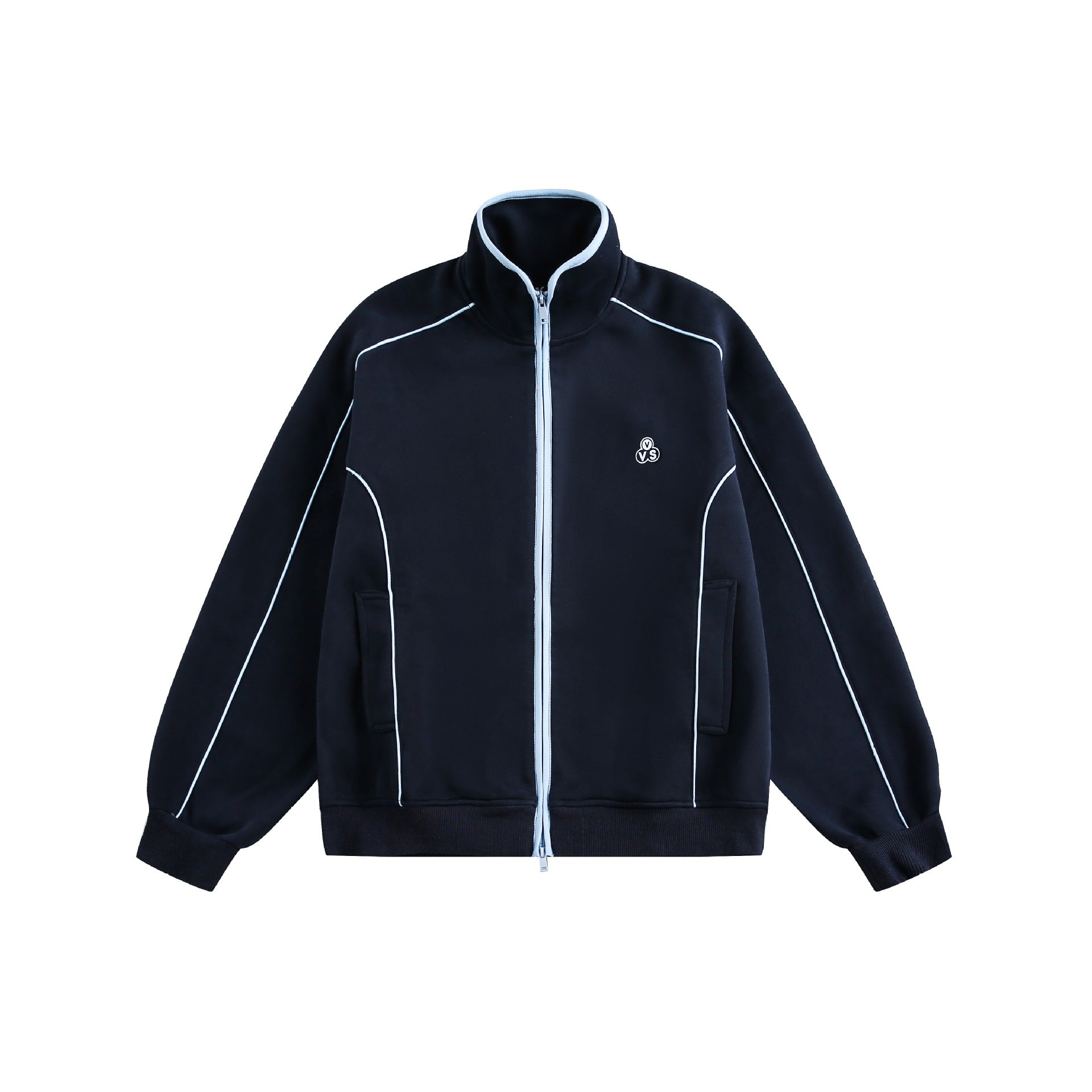 Women's Oversize Sweat Jacket with Stand-Up Collar and Two-Way Zipper Chichicherry