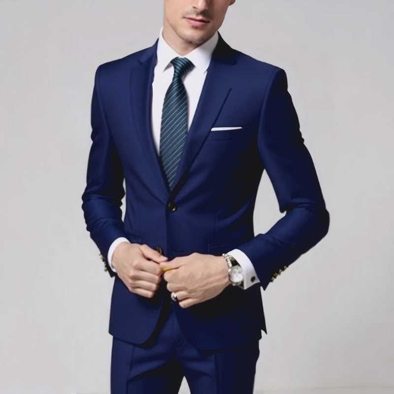 Men's Tailored Two-Piece Suit with Slim Lapel and One-Button Closure Chichicherry