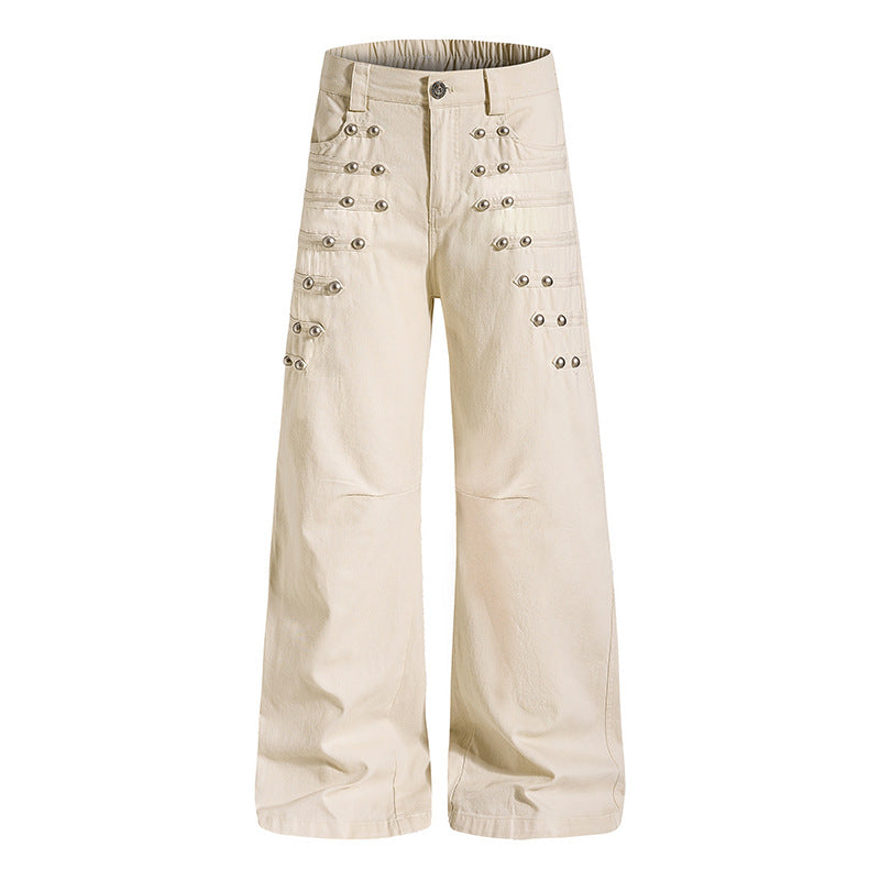 Women High-waisted Wide Culotte Pants with Grommet Detail Chichicherry