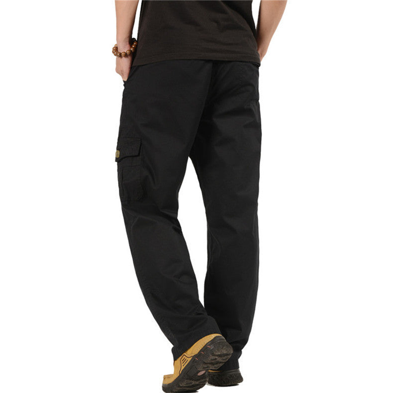 Men's cargo pants with elastic waistband, multifunctional utility pockets and straight cut Chichicherry