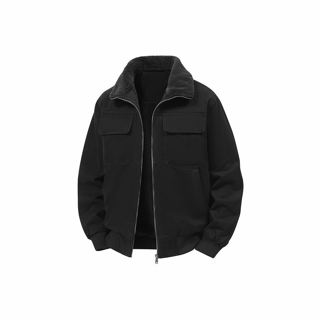 Men's thermo bomber jacket with full zip, sherpa collar, and utility pockets Chichicherry