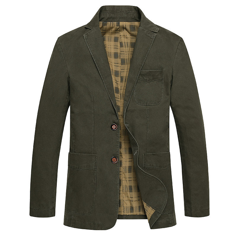 Men's casual canvas blazer with patch pockets and checked lining Chichicherry