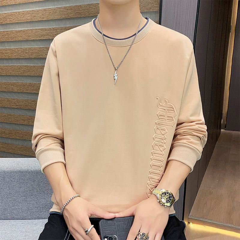 Men's casual sweatshirt with side 3D embossing, round neck and ribbed cuffs Chichicherry
