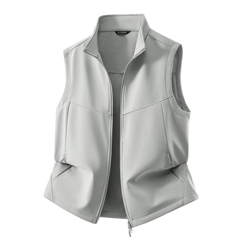 Women's Sleeveless Softshell Vest with Stand-Up Collar, Stretch Lining and Two-Way Zipper Chichicherry