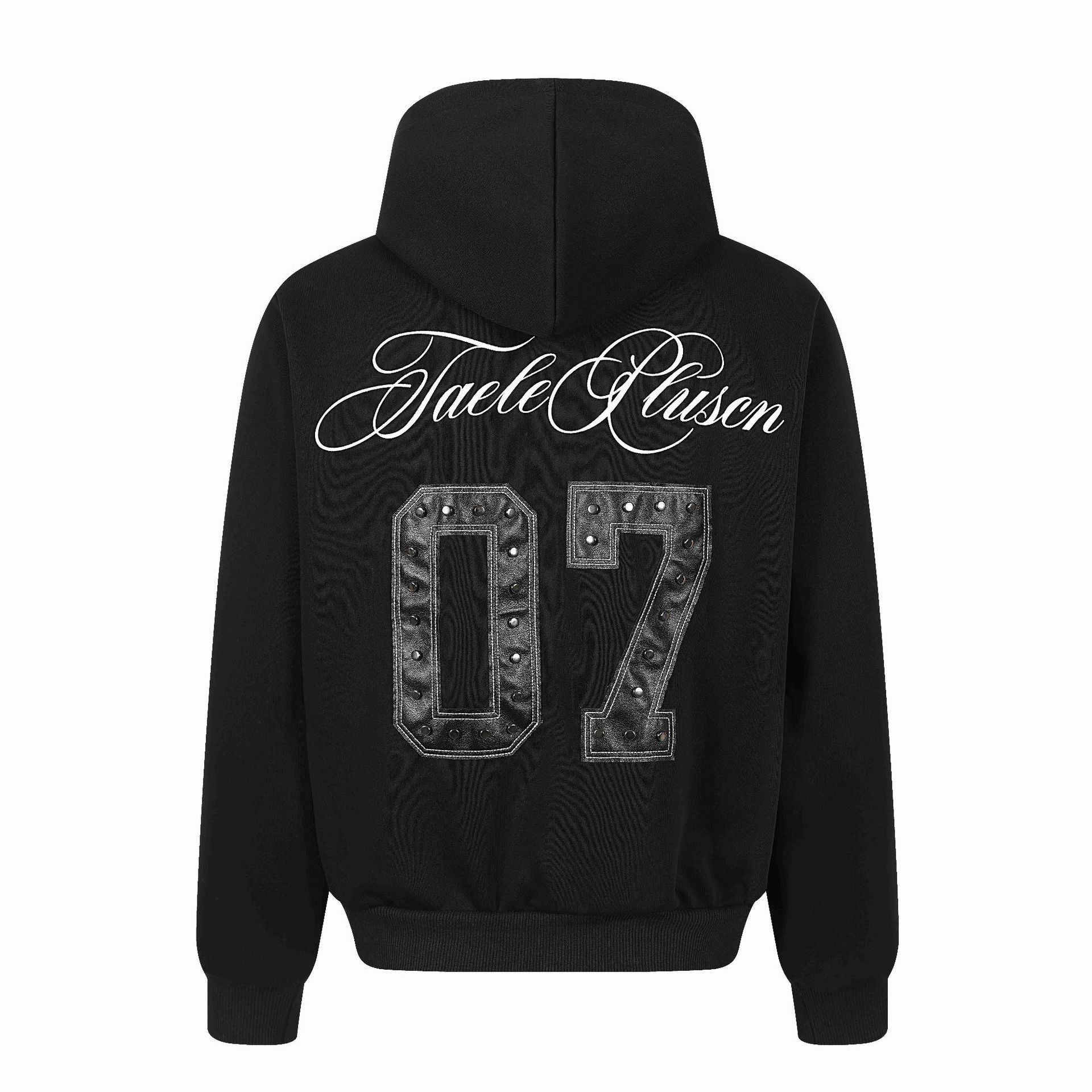 Unisex Hooded Sweat Jacket with Full Zip, Kangaroo Pocket and Ornamental Seal Prints Chichicherry