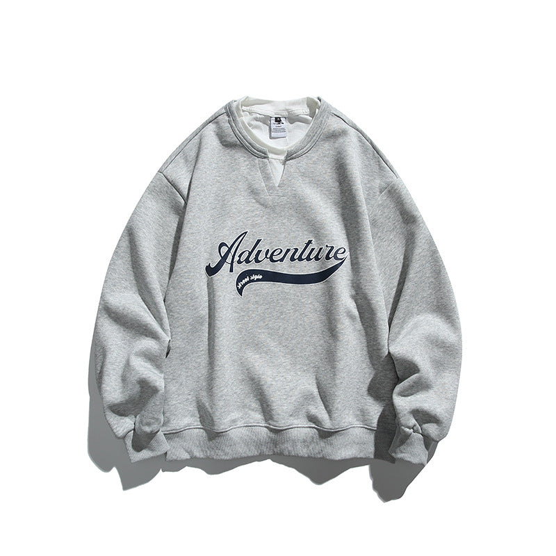 Unisex Oversize Sweatshirt with Layered Collar, Soft Fleece and Statement Print Chichicherry