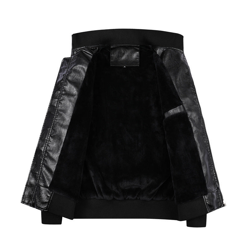 Men's heritage leather blouson in leather look with military patch details and ribbed collar Chichicherry