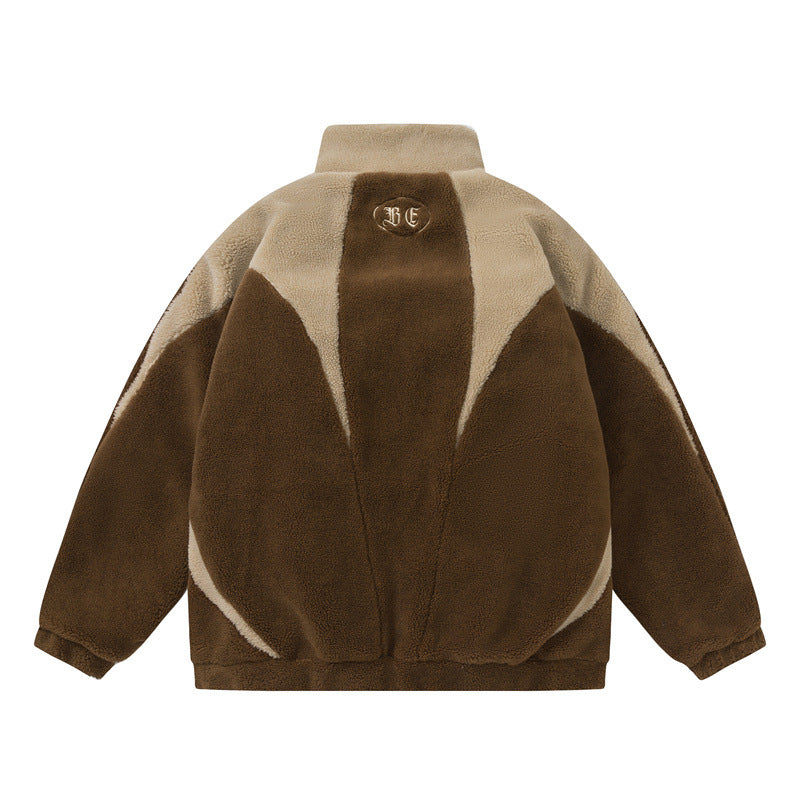 Unisex Oversized Teddy Fleece Jacket with High Standing Collar Chichicherry