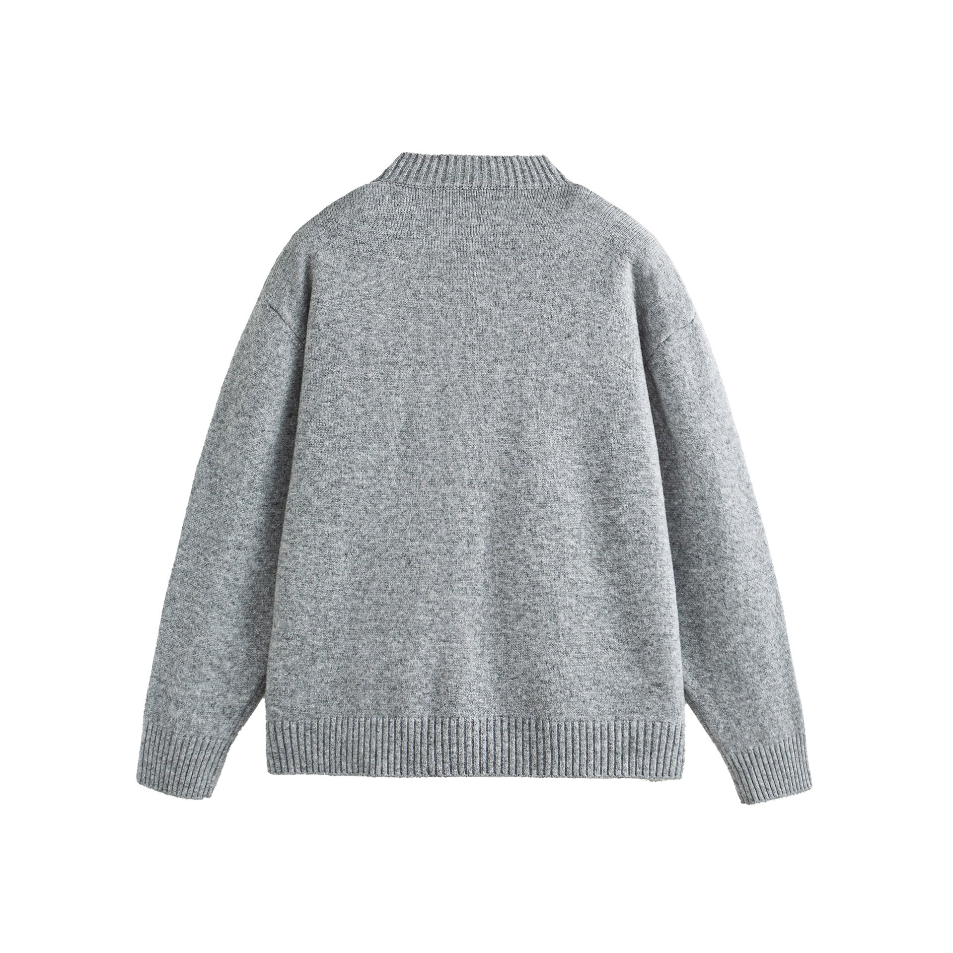 Unisex Chunky Knit Boxy Cardigan with Button Placket, Round Neck and Patch Pockets Chichicherry