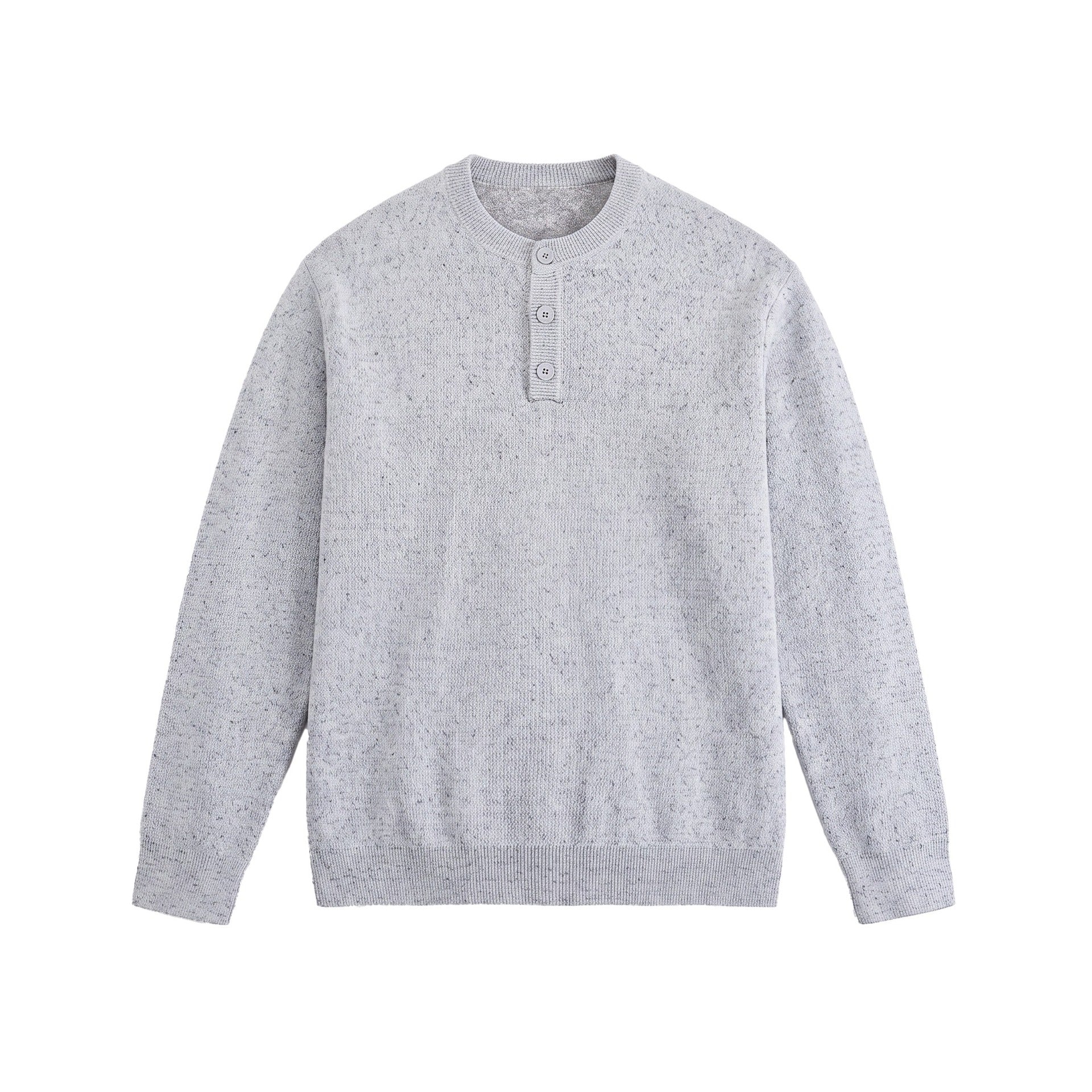Men's Structured Henley Knit Sweater with Triple Button Placket Chichicherry