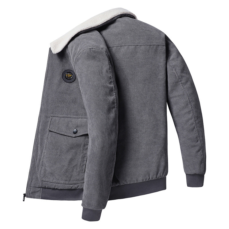 Men's cord jacket in bomber style with teddy collar and padded lining Chichicherry