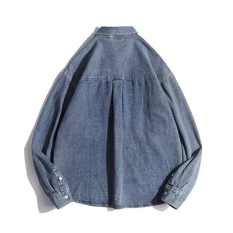 Unisex Boxy Denim Overshirt with patch chest pockets and rounded hem Chichicherry