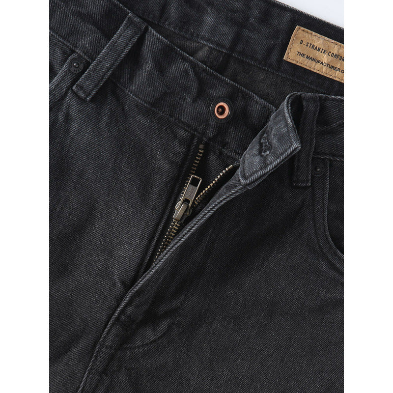 Herren Tapered Relaxed Denim-Jeans mit hoher Bundhöhe und cleaner Used-Optik Chichicherry