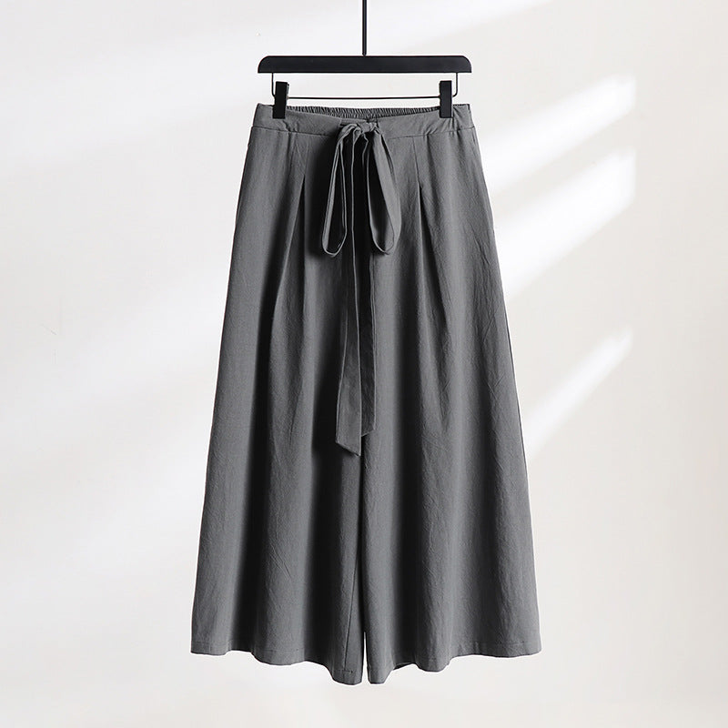 Women Palazzo Culotte with elastic waistband and tie belt Chichicherry
