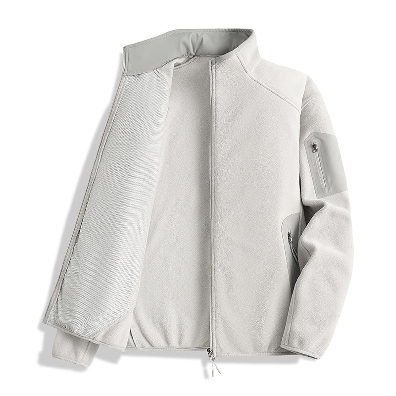 Men's fleece jacket with stand-up collar and softshell inserts Chichicherry
