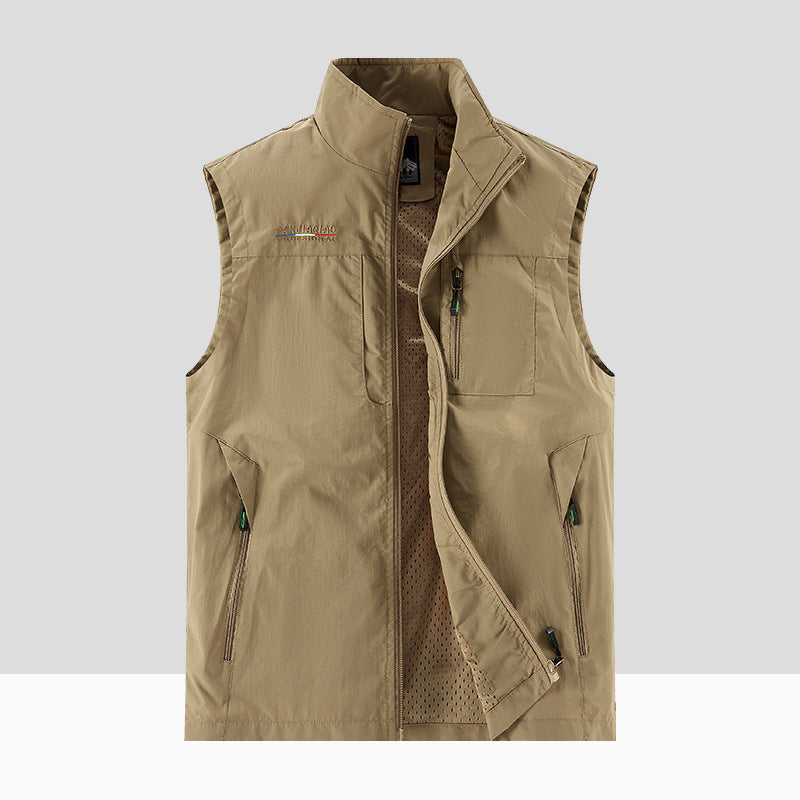 Men's Technical Outdoor Vest with breathable mesh lining, zippered pockets & standing collar Chichicherry