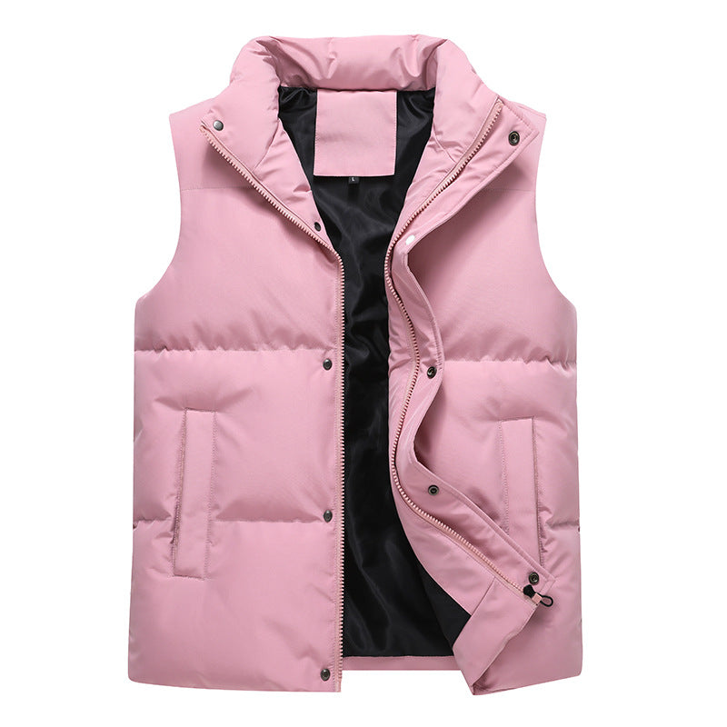 Men's Sleeveless Quilted Thermal Vest with Stand-Up Collar and Two-Way Zipper Chichicherry