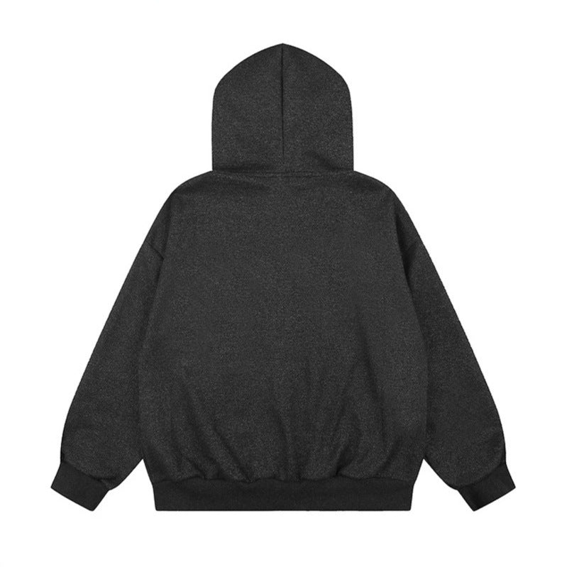 Women's oversized zip hoodie with embroidered dachshund illustration and gingham detail Chichicherry