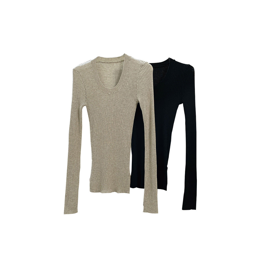 Women's Fitted Ribbed Long Sleeve Shirt made from Sustainable Cotton Blend Chichicherry