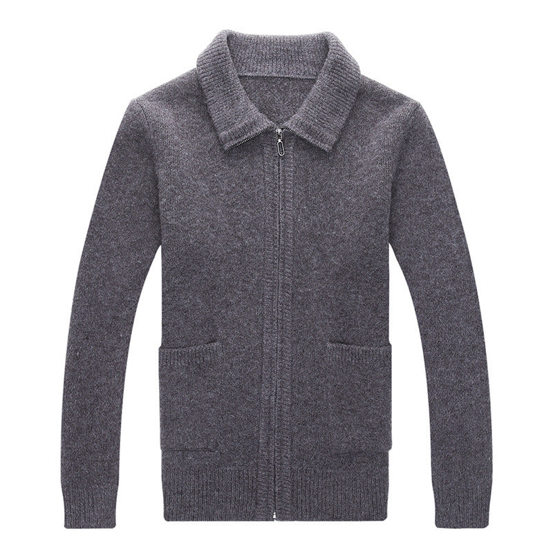 Men's cardigan with full zip, stand-up collar, and patch pockets Chichicherry