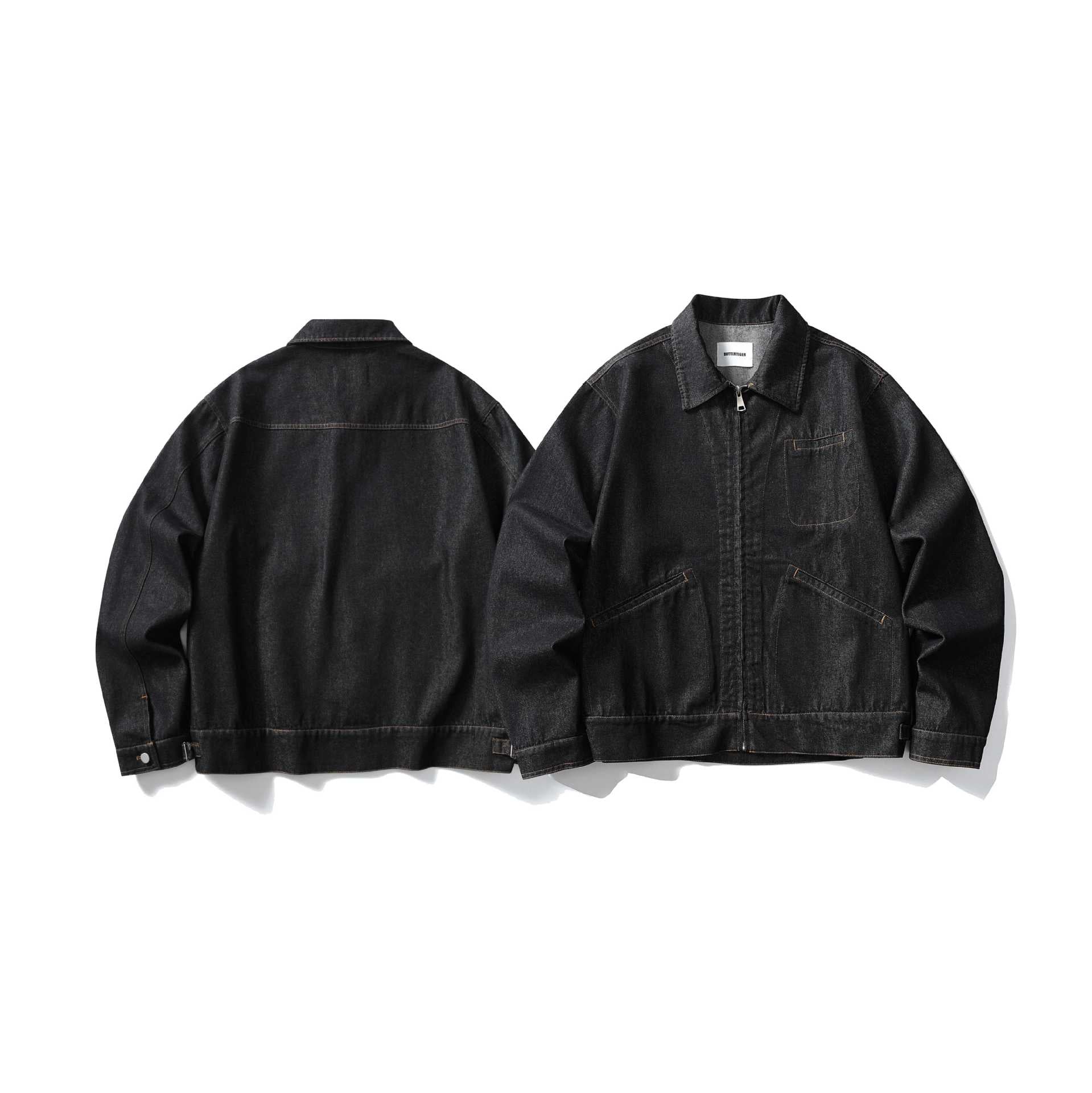 Unisex Boxy Jeans Jacket with Continuous Zip and Workwear Pockets Chichicherry