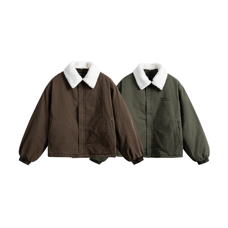 Men's short-cut canvas blouson with teddy collar and padded thermal lining Chichicherry