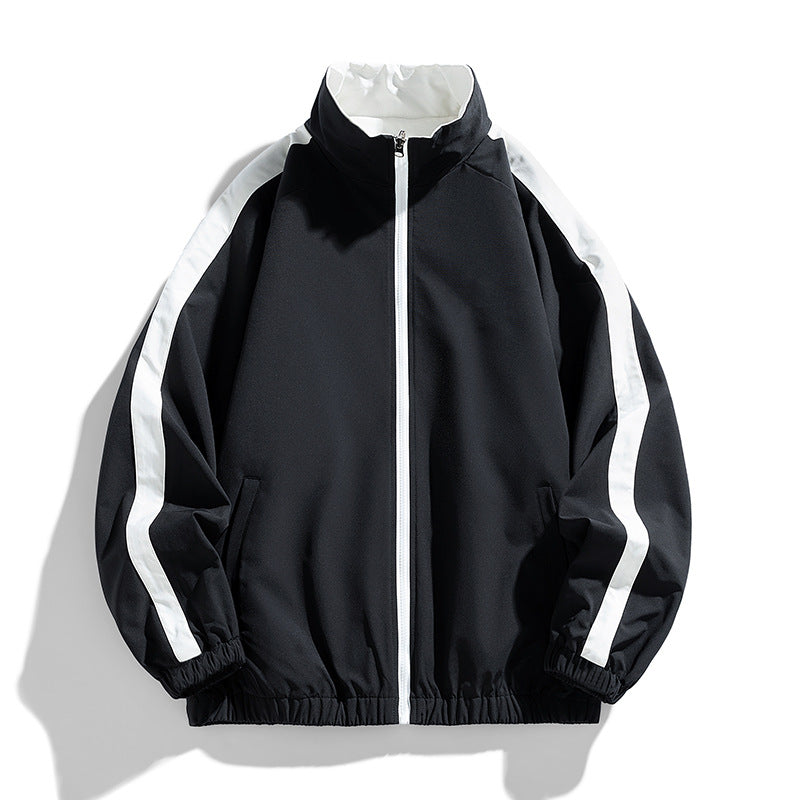 Ladies Lightweight Oversized Training Jacket with Stand-Up Collar, Contrast Stripes and Elastic Hem Chichicherry