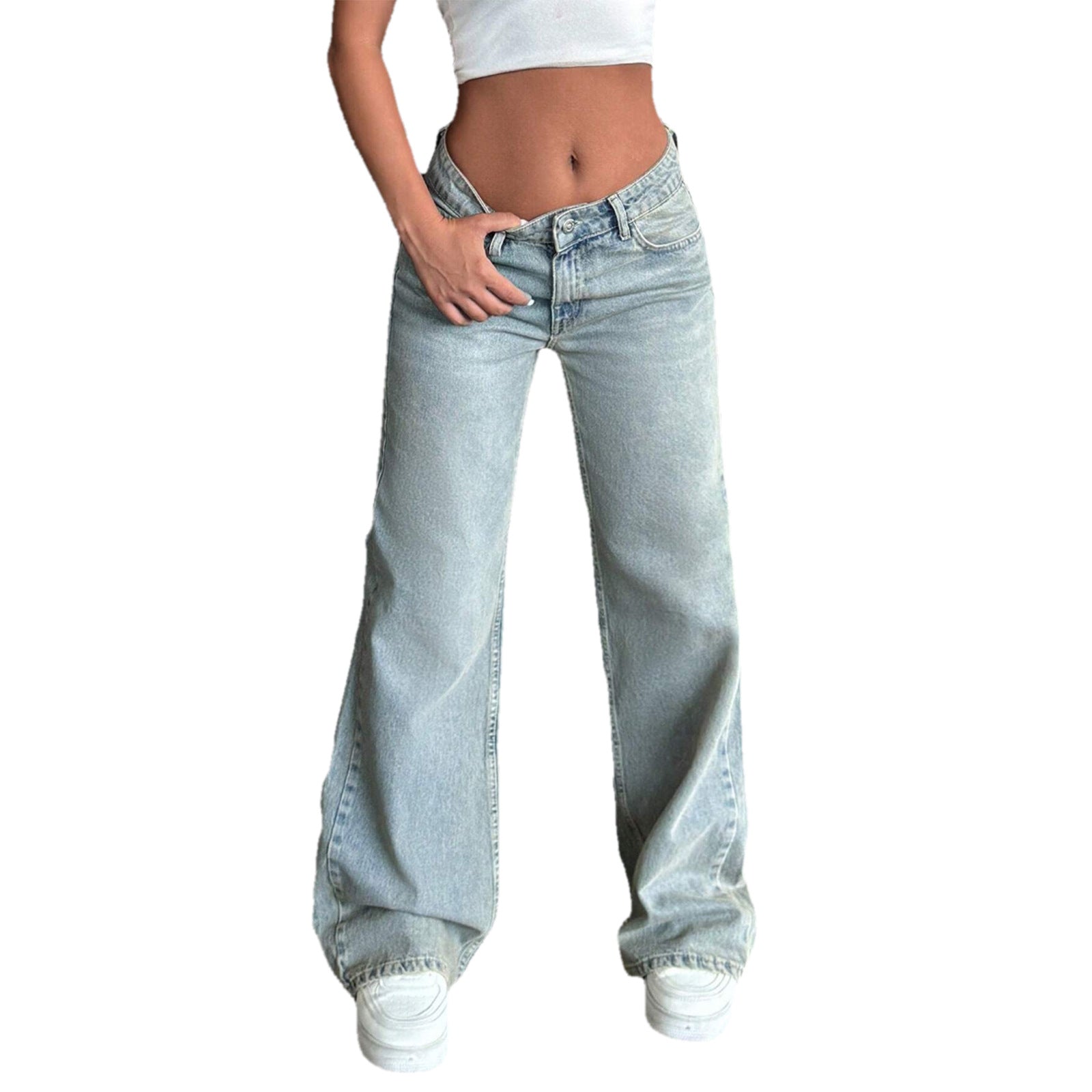 Women low-rise wide flared jeans made of vintage denim Chichicherry