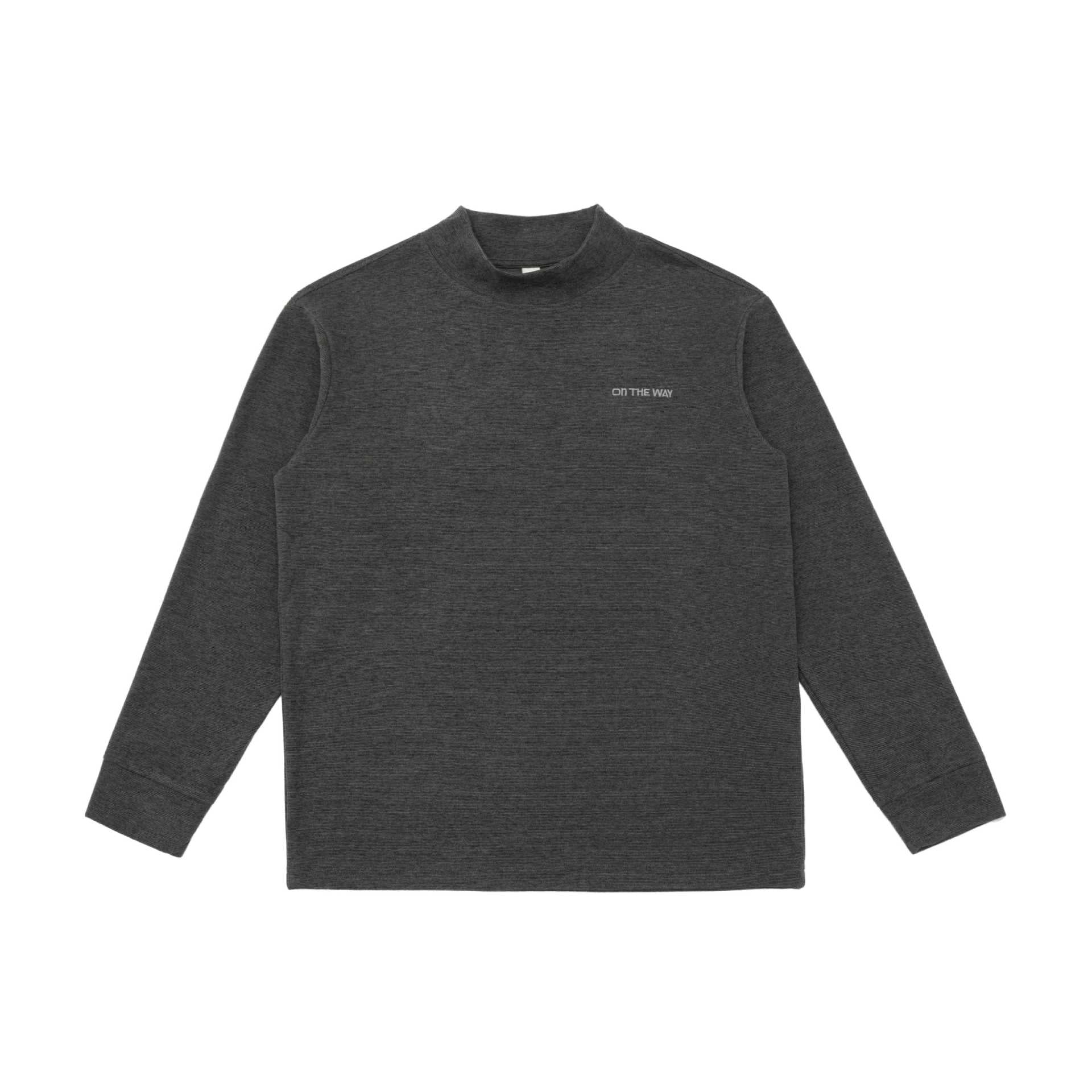 Unisex finely structured mock neck pullover made of cotton blend with subtle chest embroidery Chichicherry