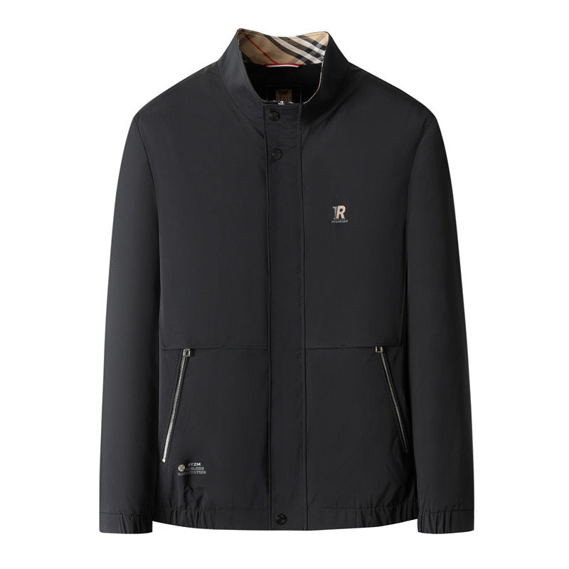 Men's lightweight windproof everyday blouson with stand-up collar and hidden zipper pockets Chichicherry