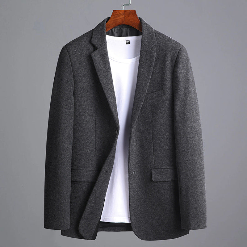 Men's Modern Wool Blend Slim Fit Blazer with One Button and Flap Pockets Chichicherry