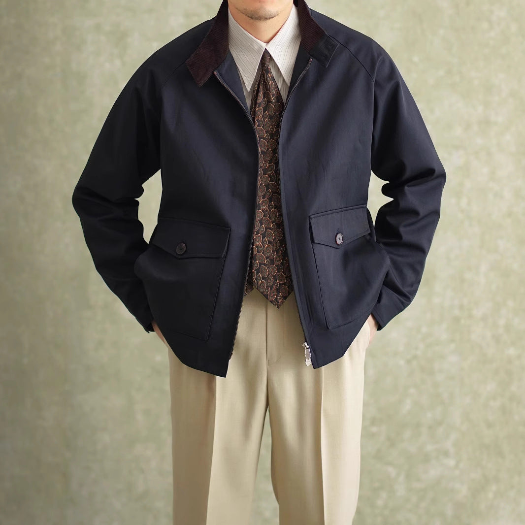 Men's Harrington jacket with corduroy collar and patch pockets Chichicherry