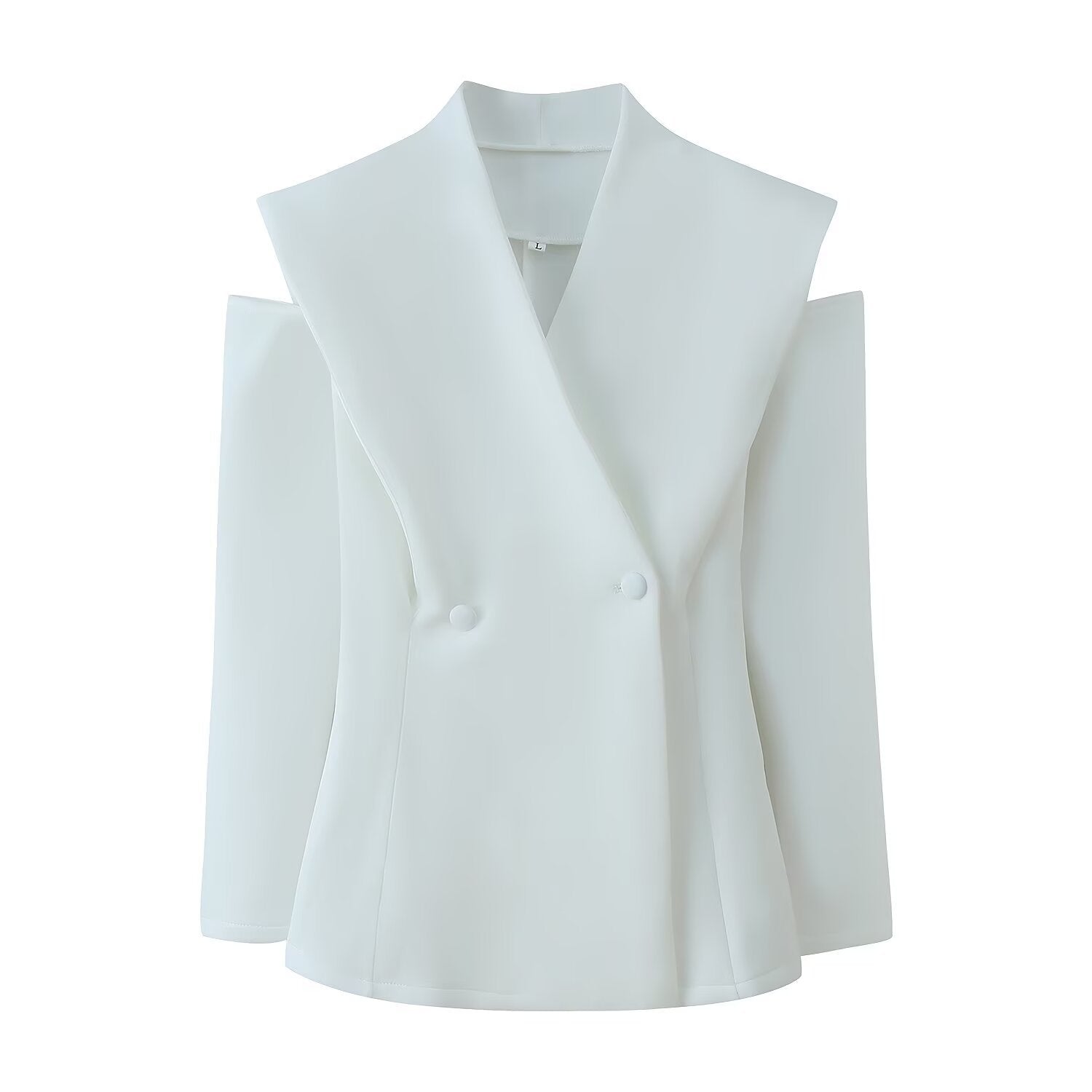 Women Sleeveless Double-Breasted Blazer with Oversized Shawl Collar Chichicherry