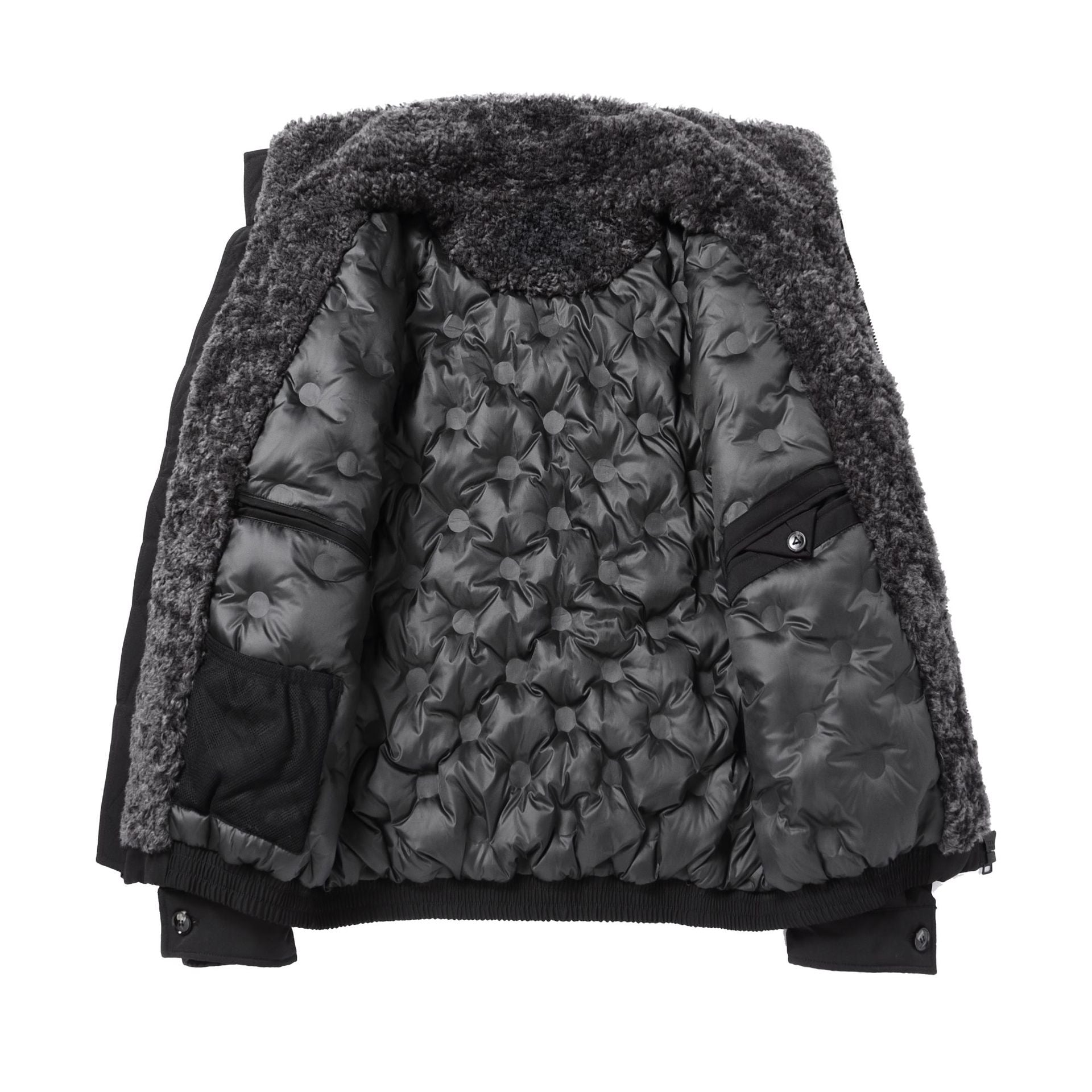 Men's short-cut thermal bomber jacket with high teddy collar Chichicherry