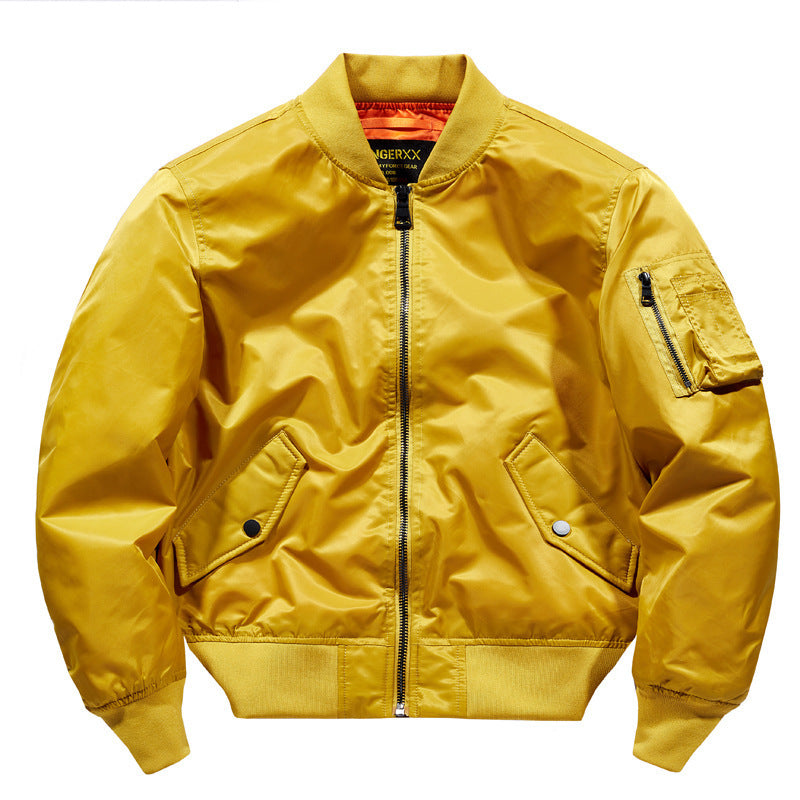 Men's Short Cut Nylon Pilot Bomber with Hidden Inner Pockets and Arm Pocket Chichicherry