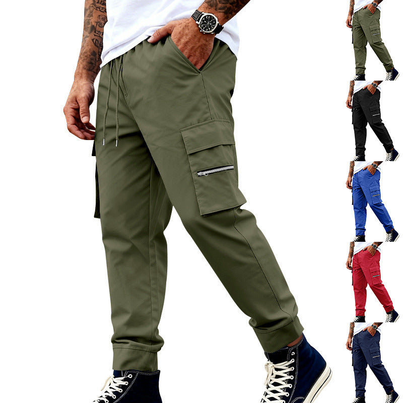 Men's cargo joggers with elastic waistband, drawstring and zippered pockets Chichicherry