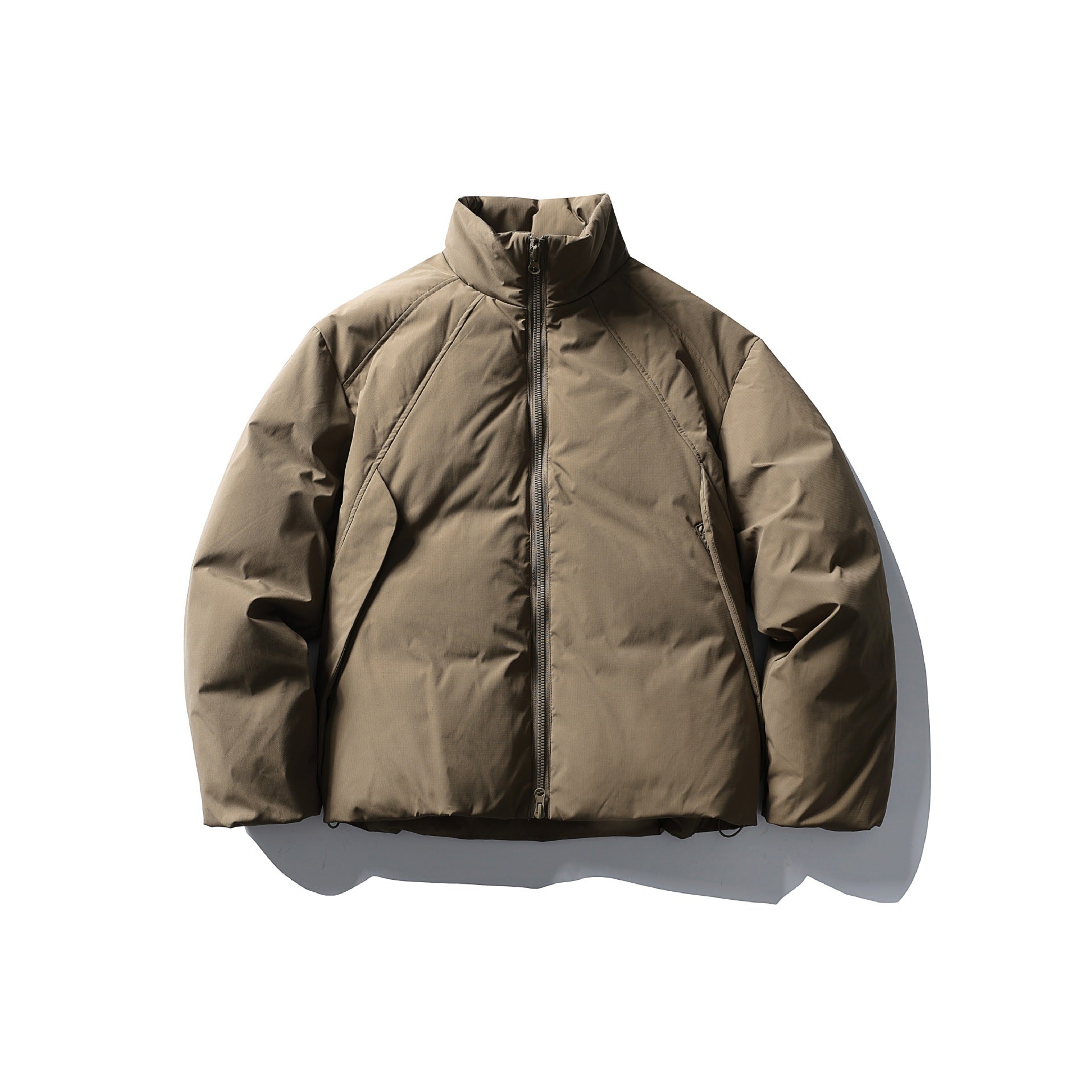 Men's Boxy Thermal Insulation Jacket with High Stand Collar and Minimalist Outer Shell Chichicherry