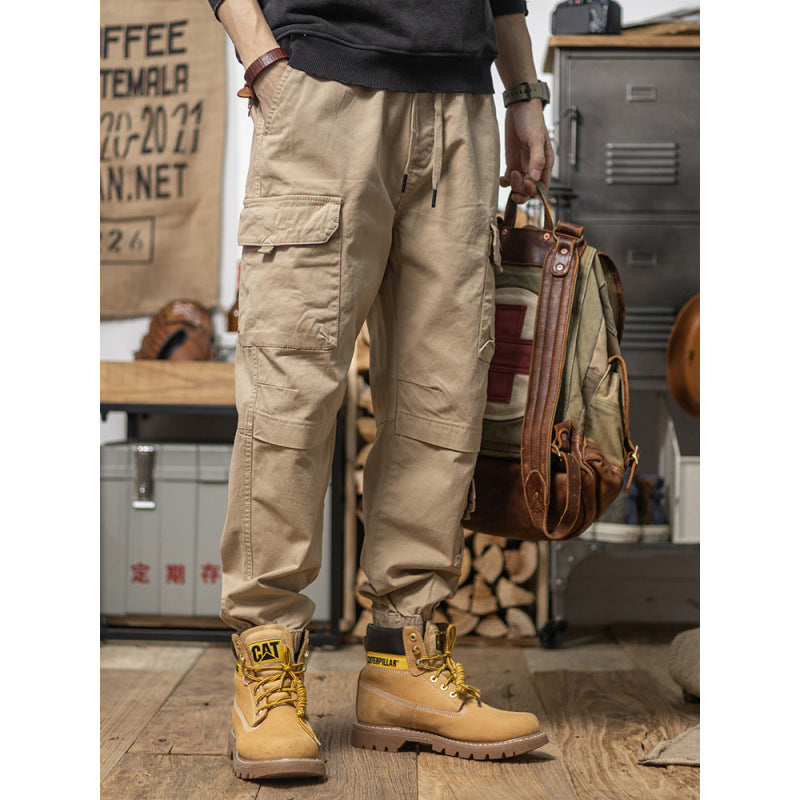 Herren Utility-Cargohose mit Kordelzug, elastischem Saum und Mehrfach-Taschen Chichicherry