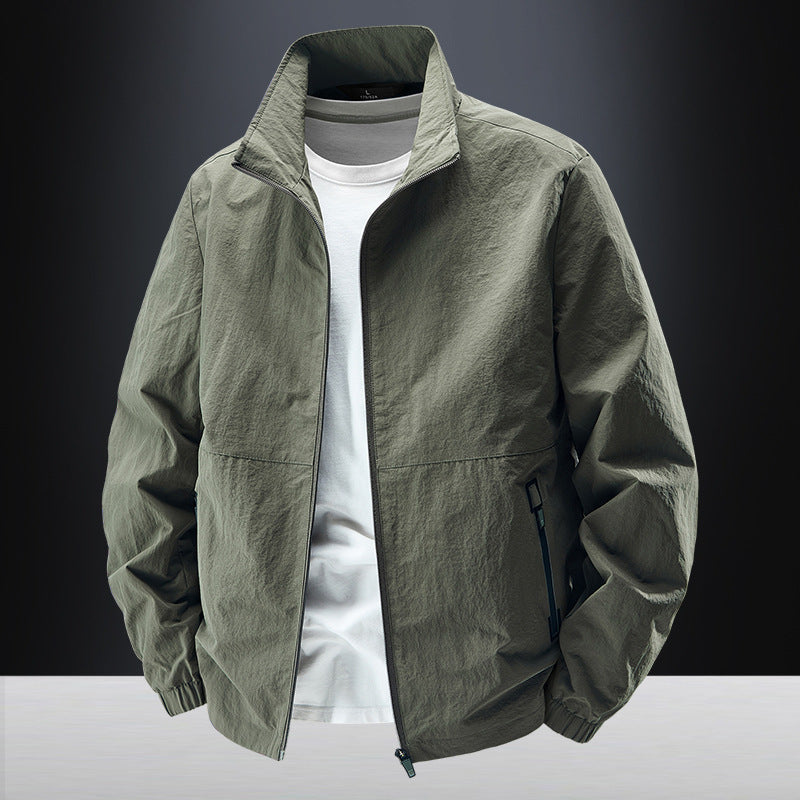 Men's ultralight windproof casual jacket with stand-up collar and zippered pockets Chichicherry