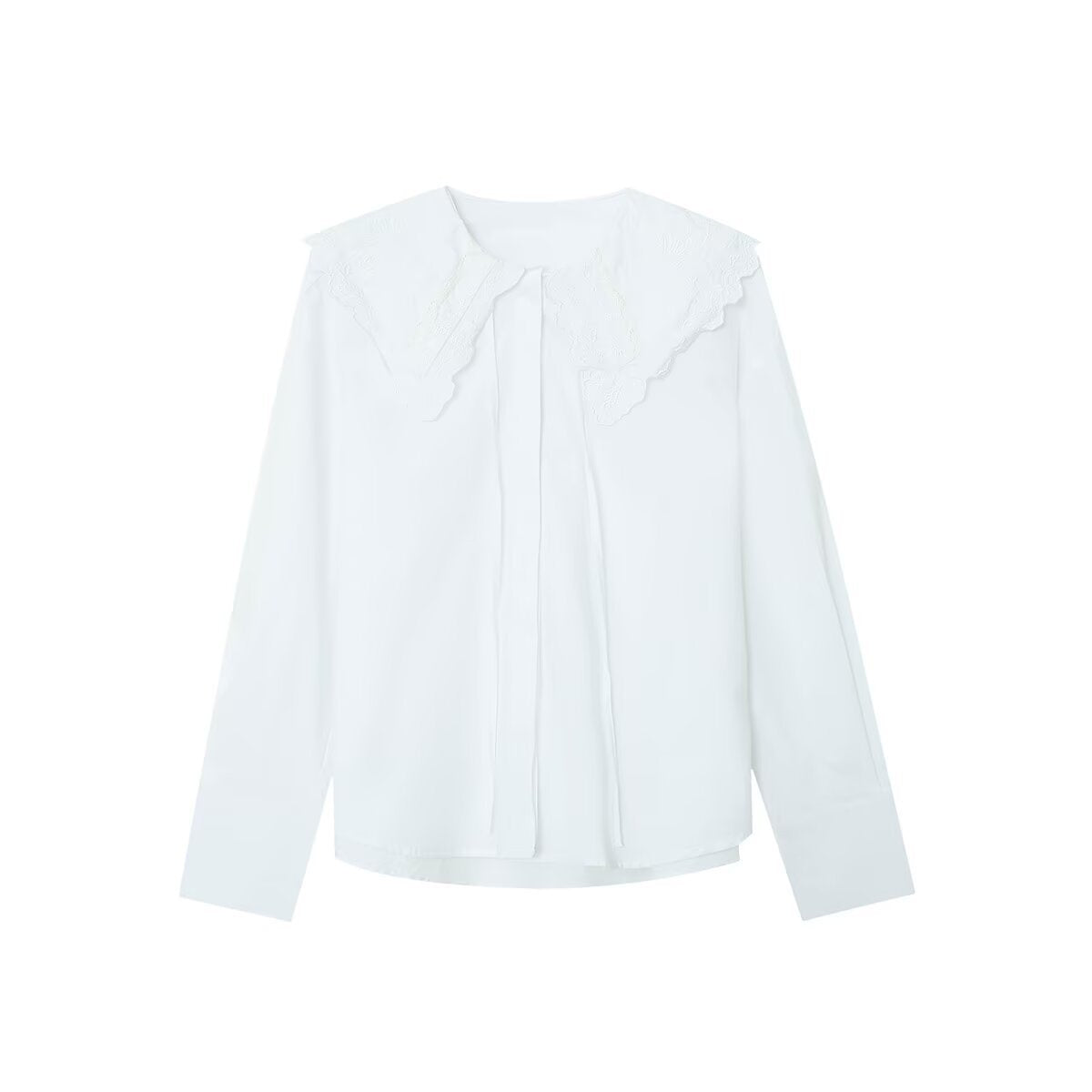 Women's long sleeve blouse with oversized lace collar and tie Chichicherry