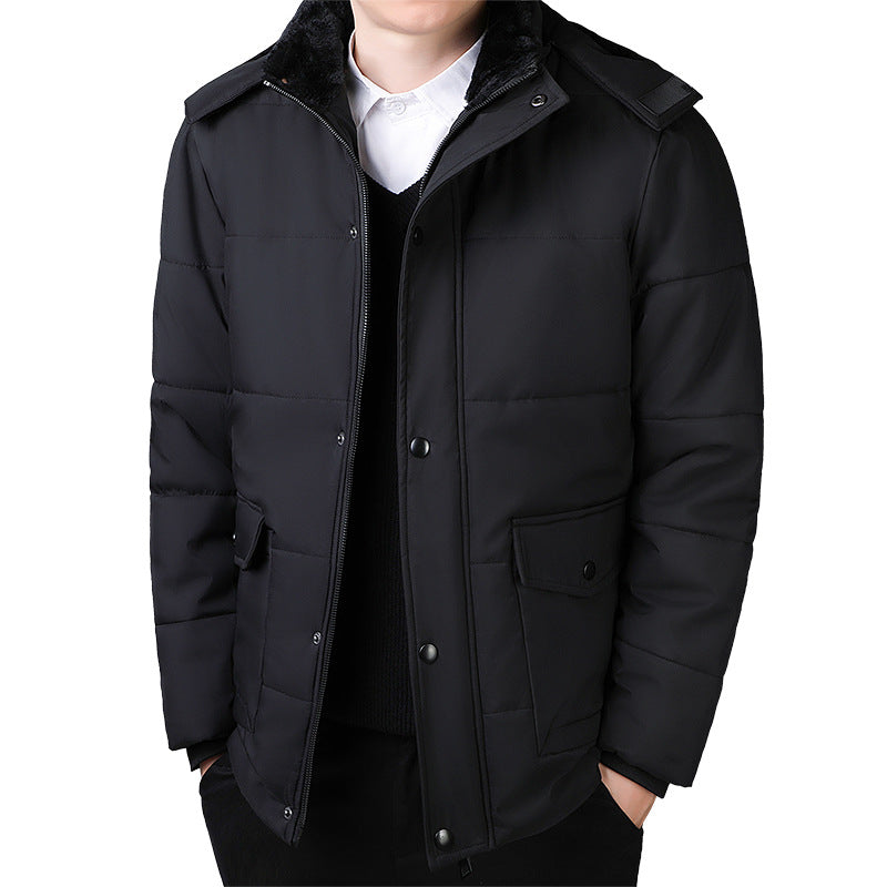 Men's short-cut quilted thermo quilted jacket with quilted lining and faux fur collar Chichicherry