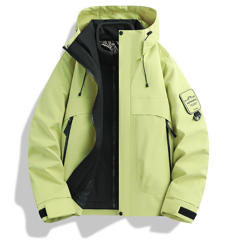 Men's modular waterproof outdoor jacket with removable fleece inner jacket and adjustable hood Chichicherry