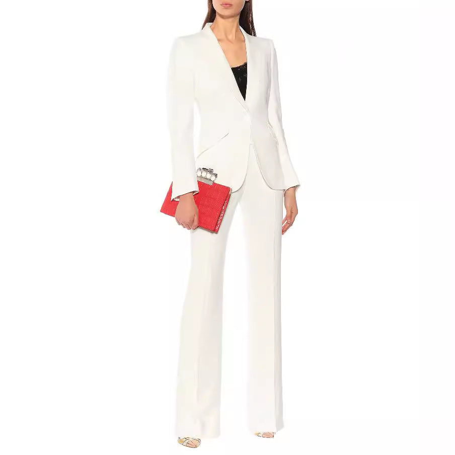 Women's Tailored Single-Breasted Blazer with Sculpted Shoulder and Tailored Cut Chichicherry
