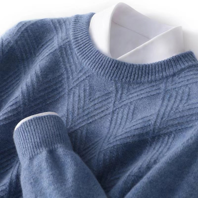 Men's short roll-neck sweater made of merino mix with diagonal diamond structure Chichicherry