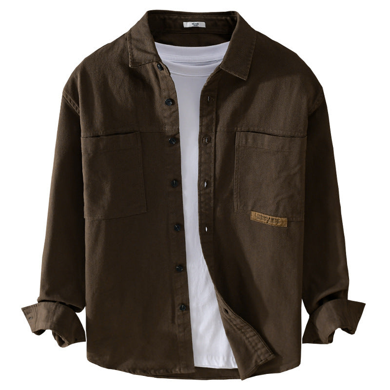 Men's overshirt shirt made of textured cotton twill with patch chest pockets and relaxed fit Chichicherry