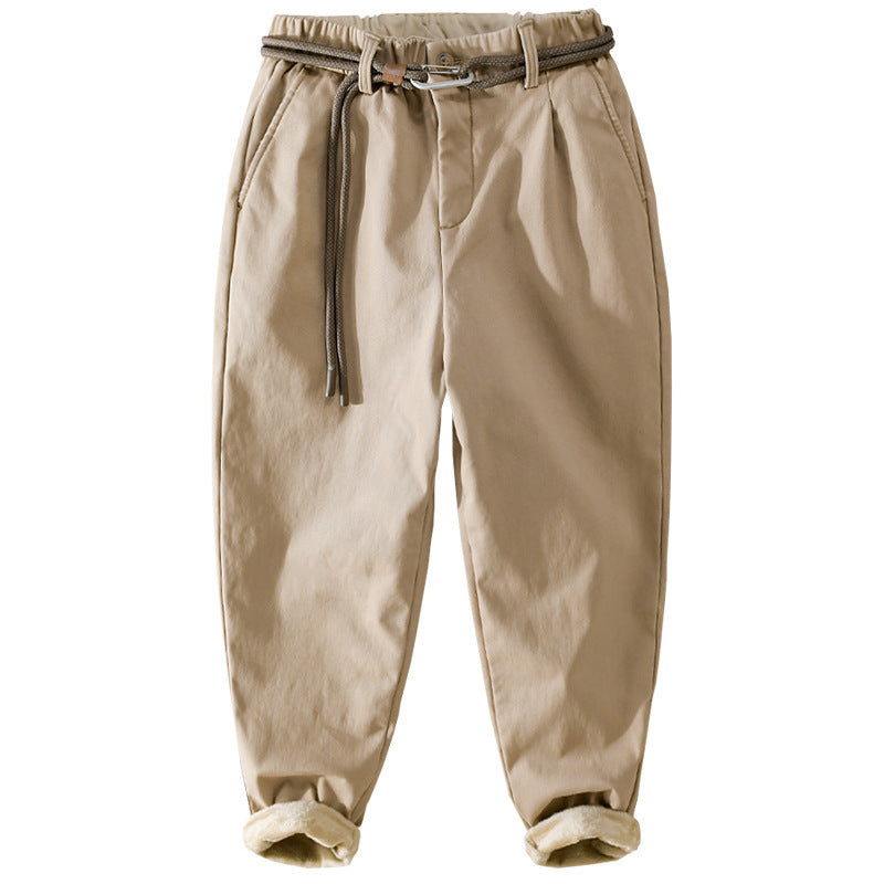 Women's Lined Chino Pants with Elastic Waistband and Tapered Legs Chichicherry